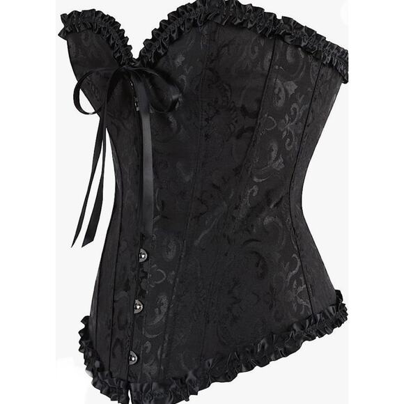 Copied - Women's Lace Up Boned Overbust Corset Bustier Size XL - Picture 1 of 6